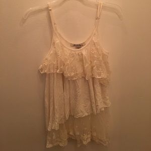 American Rag Lace Embroidered Ruffle Tank Top